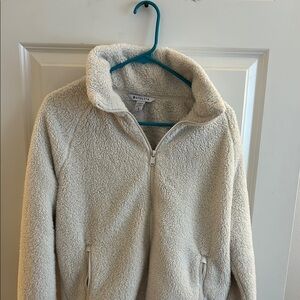 Athleta White Teddy Jacket with Plush Fleece and High Collar